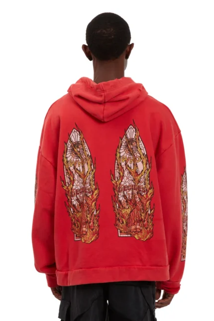 FLAME GLASS HOODED PULLOVER CRIMSON RED Back