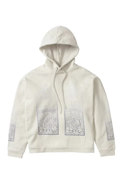 RHINESTONE HOODED PULLOVER OFF WHITE