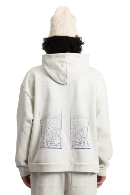 RHINESTONE HOODED PULLOVER OFF WHITE Back